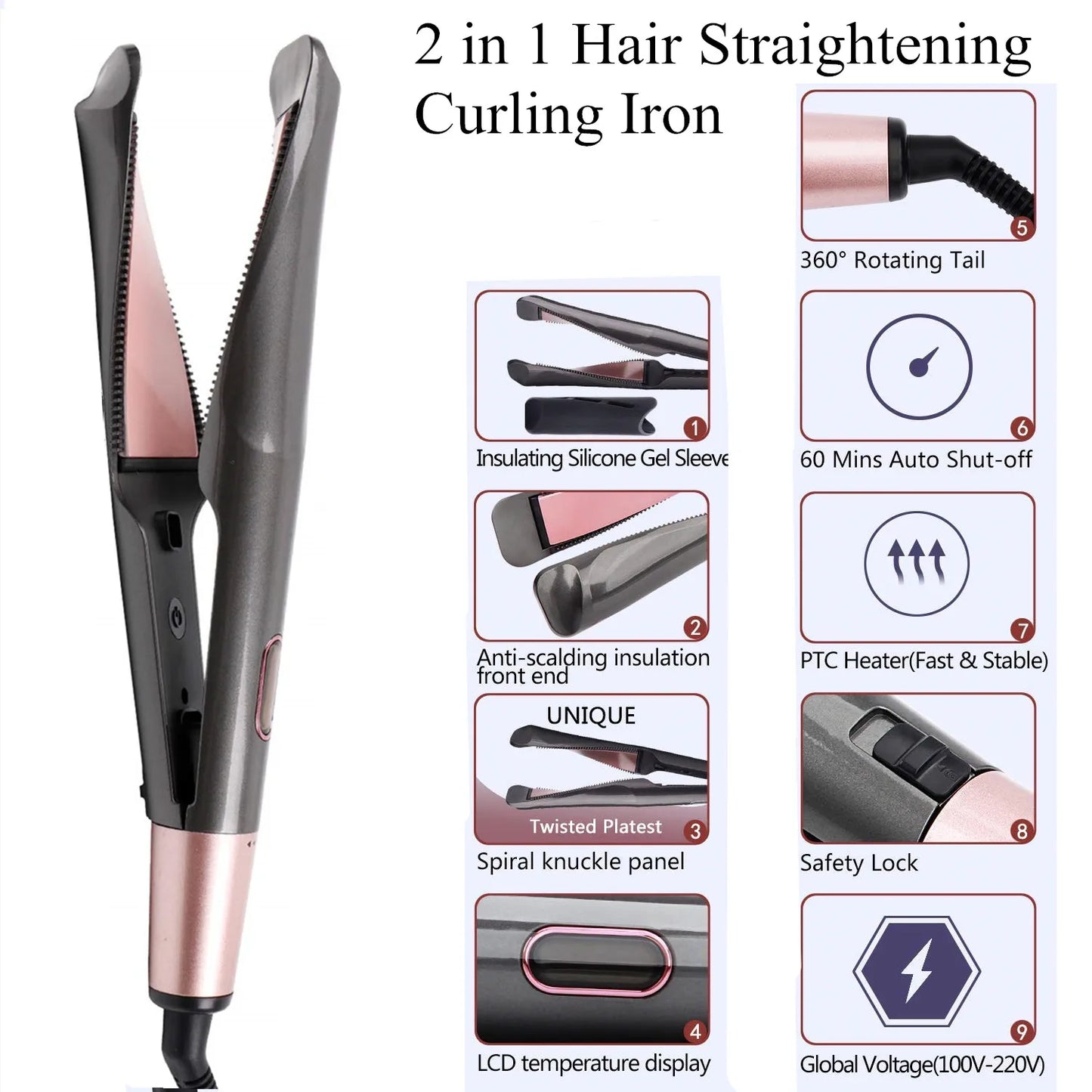 CurlSleek: 2 in 1 Hair Straightener And Curler